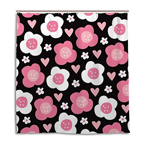 Rideau de douche anti-moisissure lavable en machine fleurs et papillons - 2