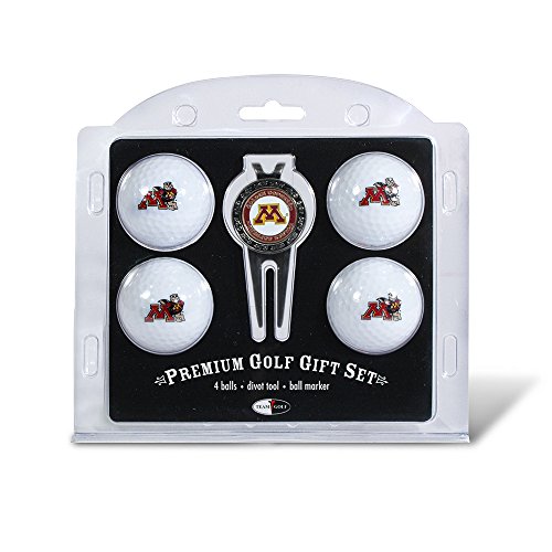 Team Golf NCAA Minnesota Golden Gophers 4 Golf Ball and Divot Tool Set Regulation Size Golf Balls (4 Count) & Divot Tool with Removable Double-Sided Magnetic Marker