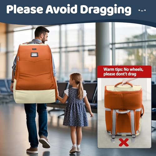 Image of YOREPEK Carseat Travel Bag for Airplane Gate Check, Baby Travel Essentials | Shoulder Strap, Waist Strap, Padded Portective, PU Leather Wear-Resistant Bottom, Carseat Bag for Air Travel with Side Pocket
