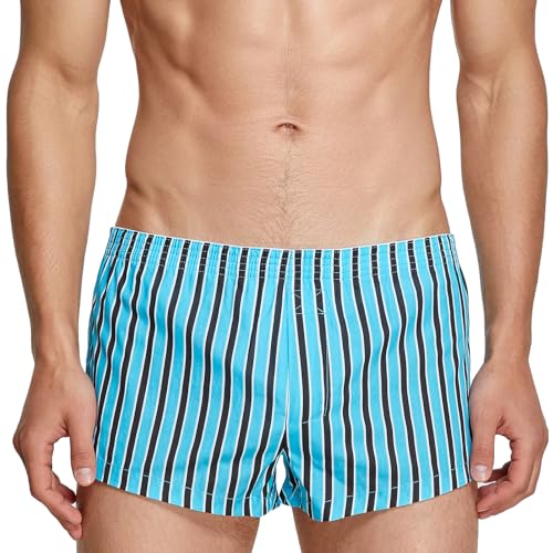 Men's Sexy Low Rise Boxer Shorts Classic Stripe Boxer Briefs Casual Sleep Lounge Bottoms Shorts Underwear