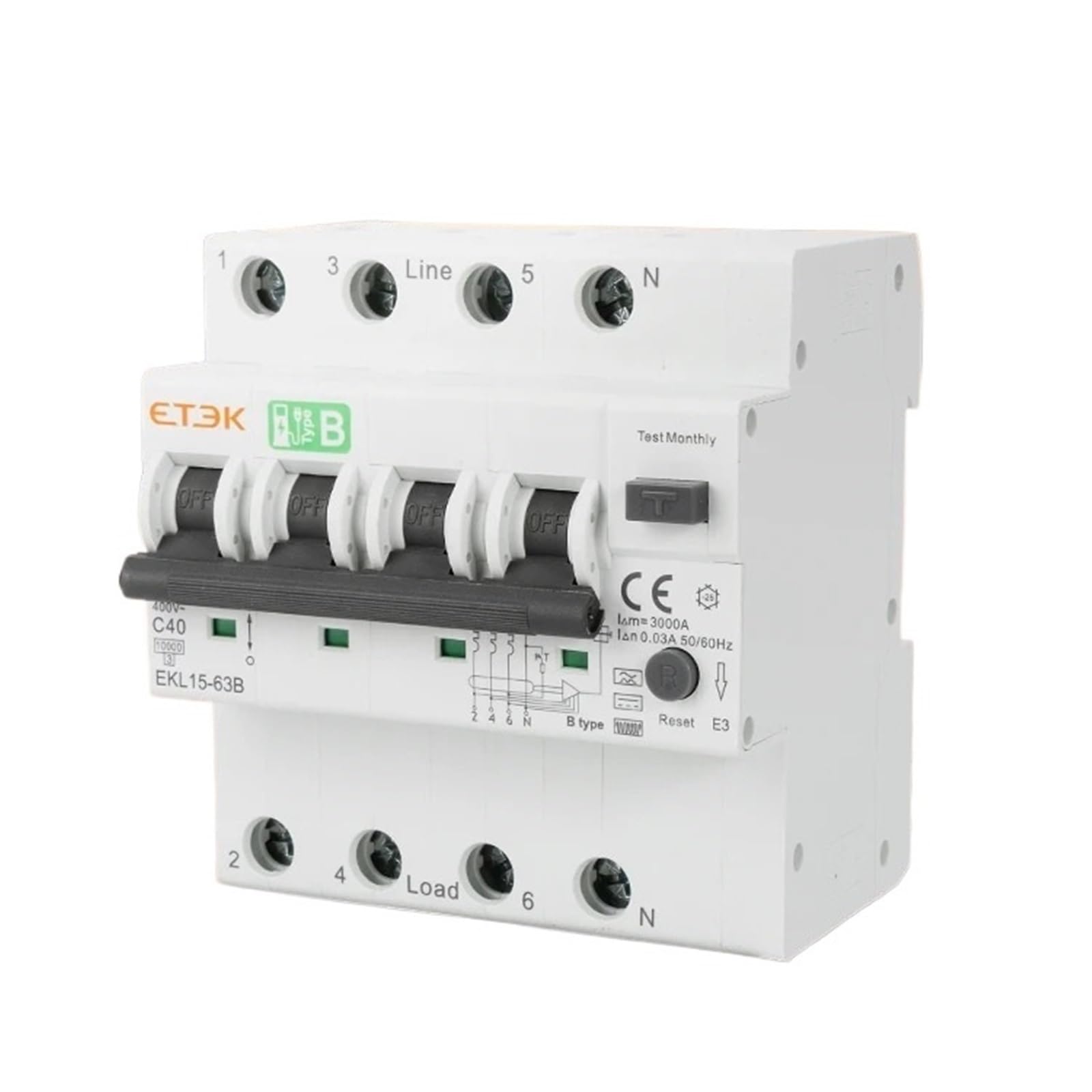Disjoncteur différentiel Type B 40A 2P 4P pour borne de recharge de véhicule électrique