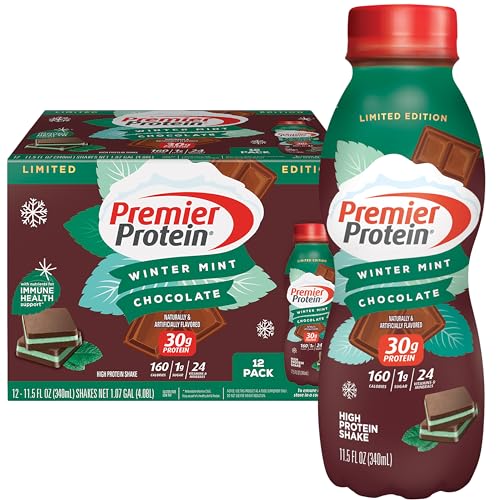 Premier Protein Shake Limited Edition Winter Mint Chocolate, 11.5 Fl Oz (Pack of 12)