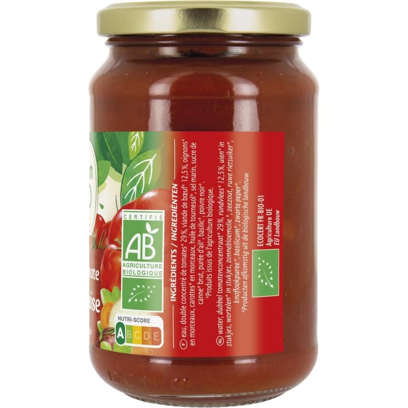 JARDIN BIO ETIC - Sauce Bolognaise Bio au Boeuf - Recette Italienne 350g - Alimentation Bio de Qualité Supérieure - Lot De 3 - Vendu Par Lot