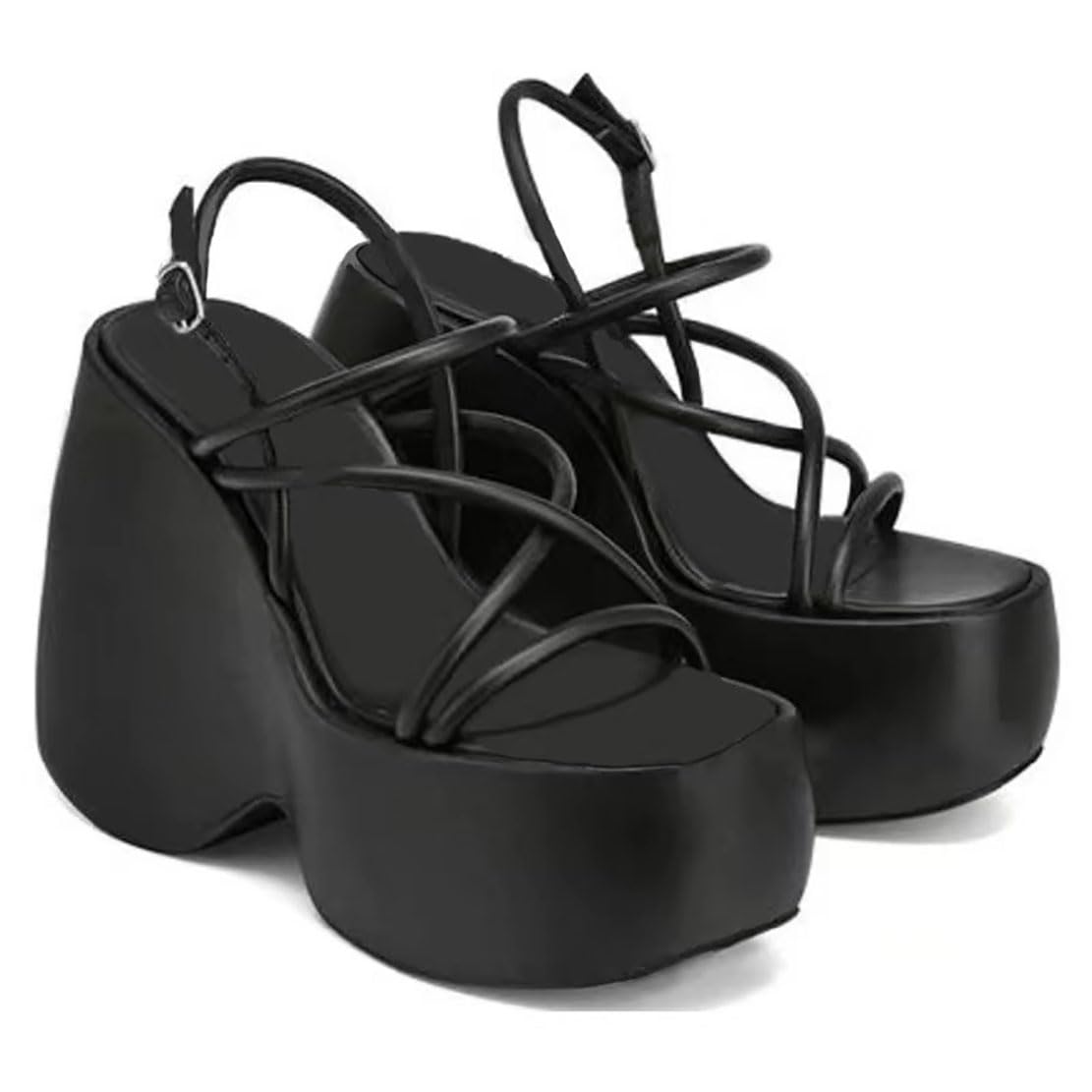 Ulalaza Women Platform Mary Jane Wedge