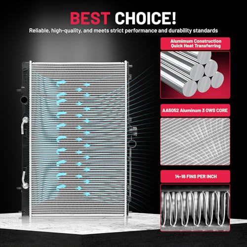 Image of BDFHYK 2617 Aluminum Radiator for Mitsubishi Outlander 2003-2006, CU2617 DPI 2617, 1-Row 16mm Core, Direct Fit Replacement, OE 1350A176 MI3010198 MN180842 MR968434 MR993927 MZ690925