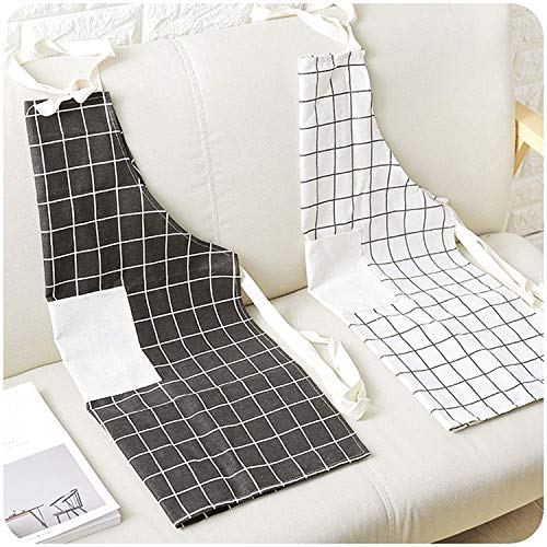 Image of KPNG Lattice Cotton Linen Apron Woman Adult Bibs Home Cooking Baking Coffee Shop Cleaning Aprons Kitchen Accessory (Pack Of-3, Mix)