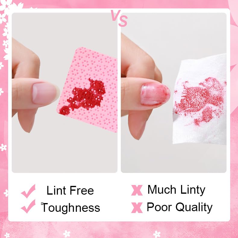 Miniatura 3 de Toallitas de uñas sin pelusas, 400 toallitas de limpieza suaves rosas para uñas y extensiones de pestañas con acetona de 5 onzas, dispensador de