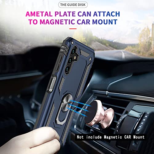 Leyi Samsung A13 5G Case, A 13/A04S/ A04 Phone Case With Stand And [2 Pack] Tempered Glass Screen Protectors, [Military-Grade] Rugged Case Cover With Magnetic Ring For Galaxy A13 5G/ A04S/ A04, Blue #TOP3