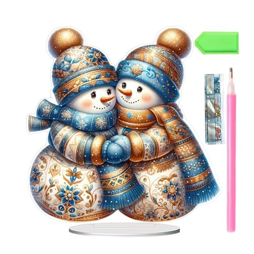 Kit de peinture avec strass adulte bonhomme de neige avec support de décoration