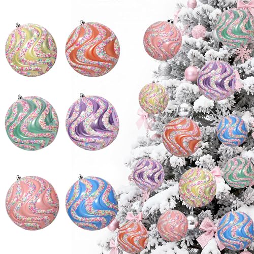 Lanpn 6 STK 10cm Große Pastell Weihnachtskugeln für Draußen, Grosse...