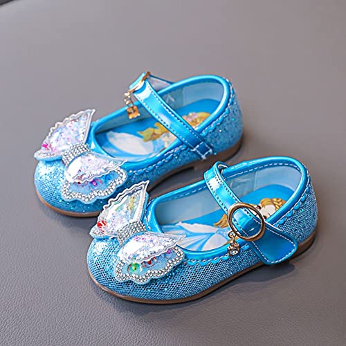 Spring and Summer Girls Dance Casual Shoes Bow Rhinestone Sequins Mesh Cute Pattern Girls Size 6 Shoes Blue2
