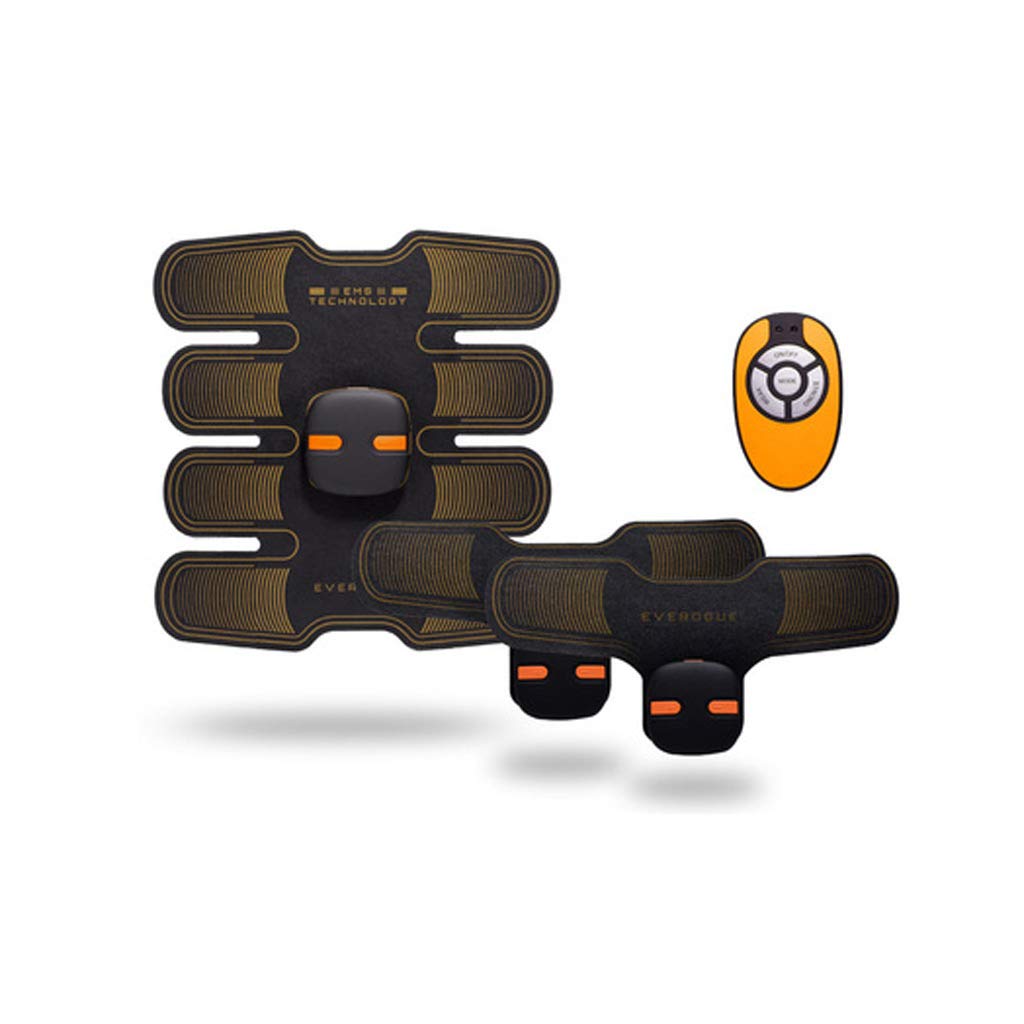 Ems Abdominal Sticker, Muscle Stimulation Trainer One-Click Control Charger Trainer Abdominal Belt Battery Bottle (Yellow)