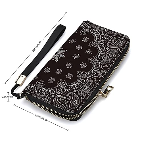 FunnyStar Black Paisley Bandana Long Wallet for Men With Credit Card Holder Zip Coin Pocket2