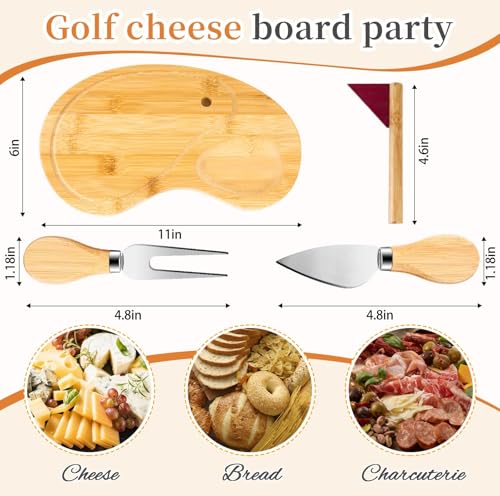 Tabla de cortar de bambú con cuchillos set golf miniatura 2