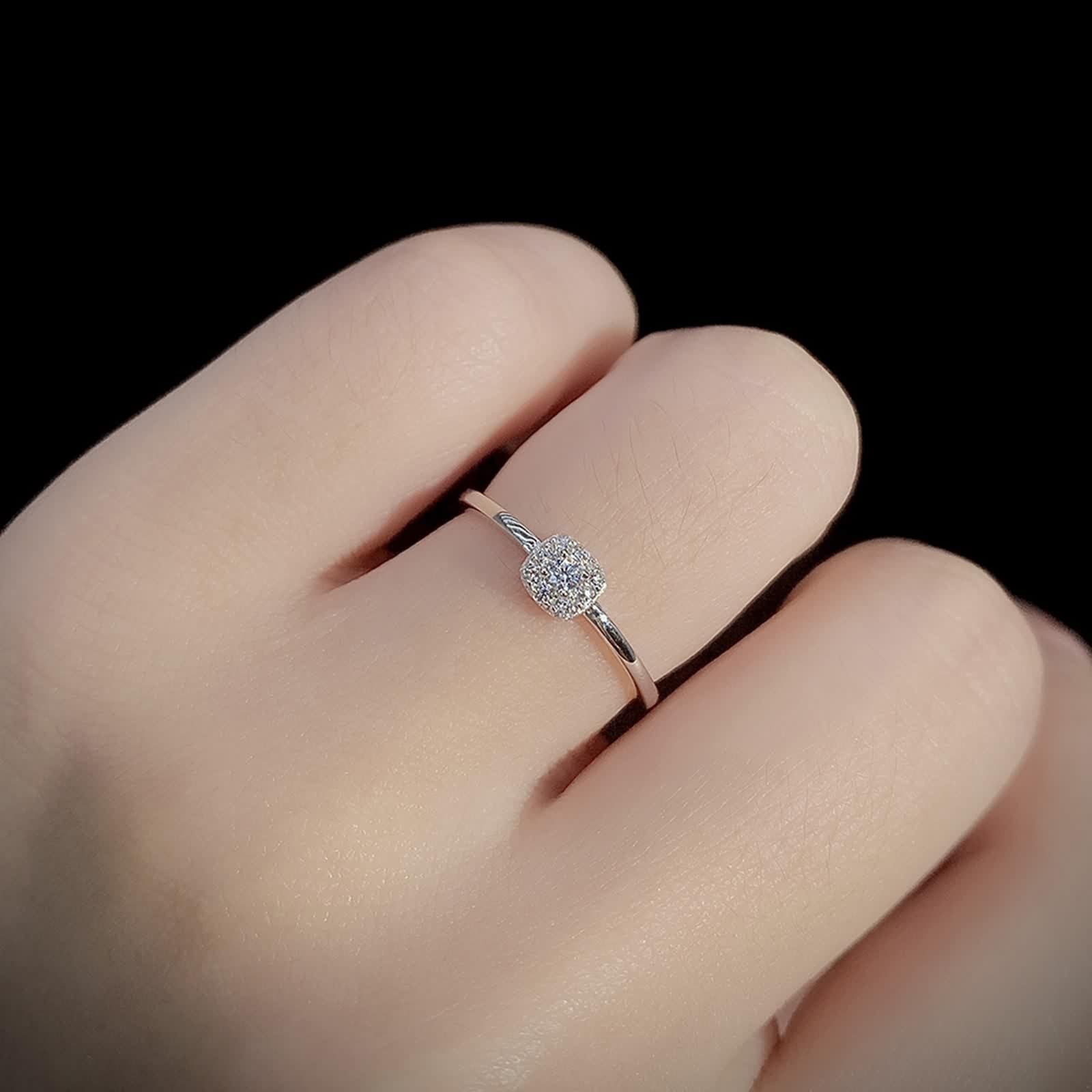 Diamentowy pierścionek białe złoto, pierścionki zaręczynowe prosty okrągły diament 9K/14K/18K białe złoto/platyna 950