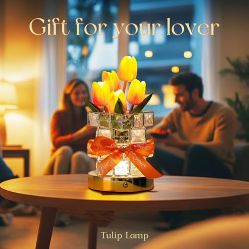 Image of Gifts for Women - Tulip Flower LED Table Lamp, Cordless Touch Night Light, 3 Color Dimmable, Birthday Mother's Day Valentine's Christmas Gift for Mom, Wife, Girlfriend