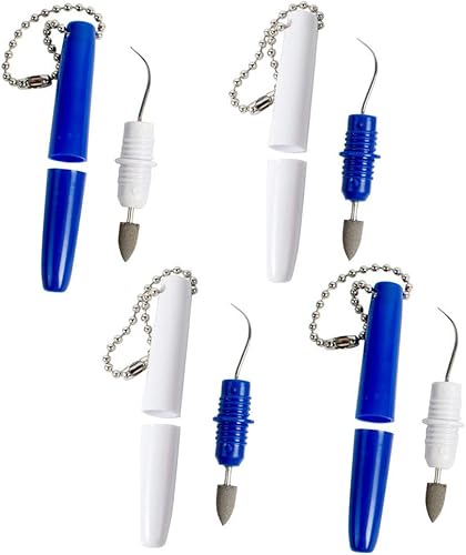 Miniatura 3 de 4 piezas portátiles de púas dentales herramientas de viaje, removedor de placa de palillo de dientes y sarro de dientes, kit de limpieza con cadena