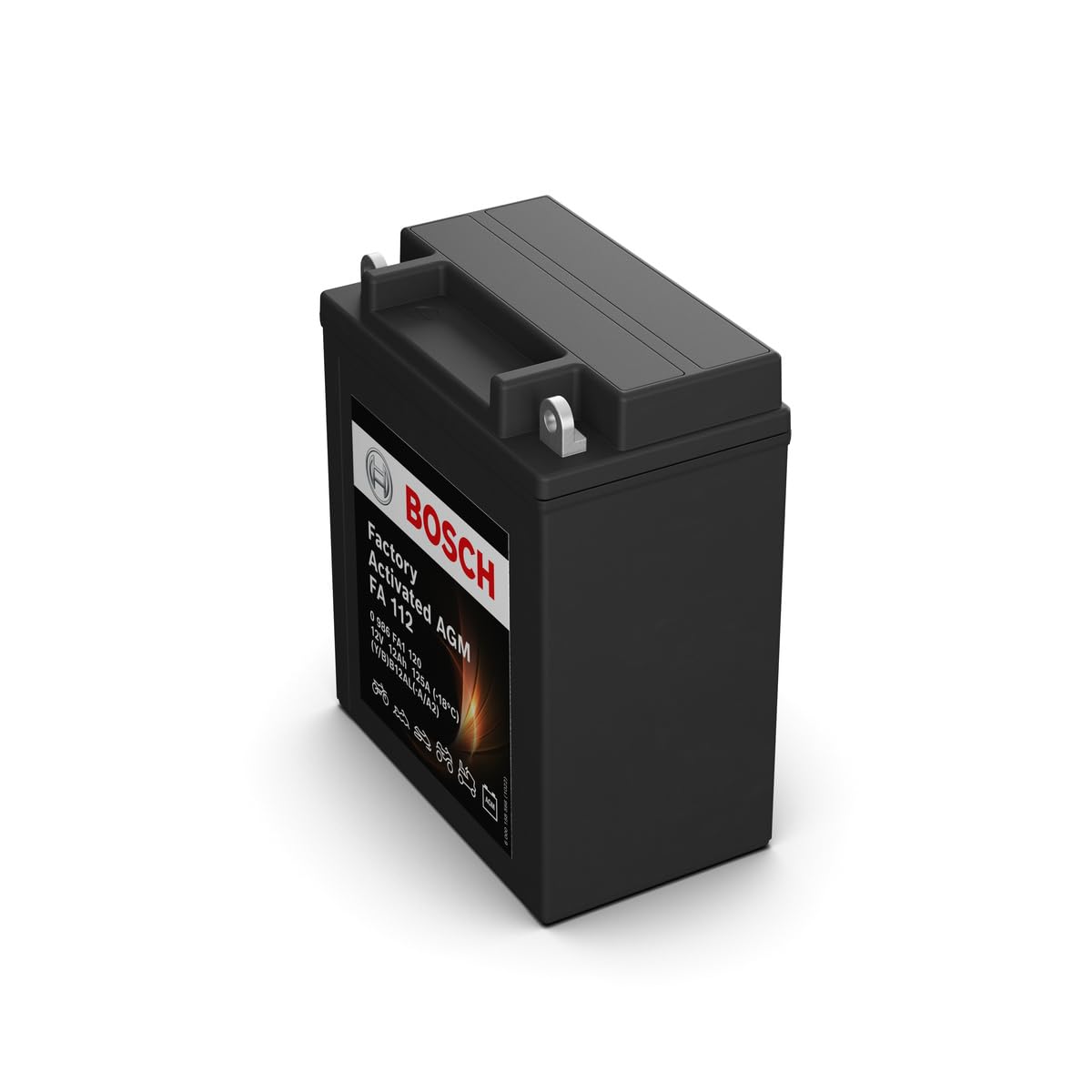 Bosch FA112 - Batería para Motocicletas AGM - 12V 125A 12Ah - Adecuada para motocicletas, motos de enduro, scooters, quads, motos de agua - Compatible M4F32, BB12AL-A, BB12AL-A2