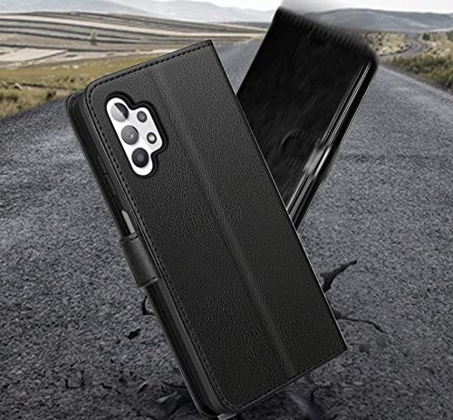 NWNK13 For Samsung Galaxy A13 5G / A13 4G / A04S Case Leather Wallet Book Flip Stand View Phone Cover with Card Holder Slots Compatible with Galaxy A13 (Black)