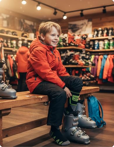 PRS calcetines térmicos de esquí para niños, cómodos y ergonómicos, de algodón térmico; calcetines de montaña y snowboard, 2 pares, negro - imagen 3