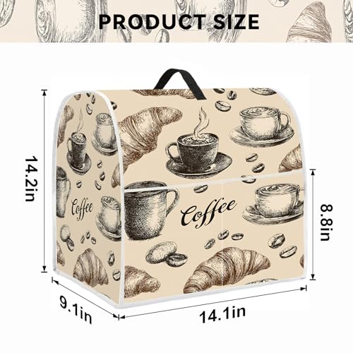 Image of Kitchen Dust Cover Compatible with 4.5 5 6 8 quart Stand Mixer, Kitchen Appliance Protective Covers with Top Handle and Pocket (Afternoon Tea, For 4.5 qt and All 5 qt Mixer)