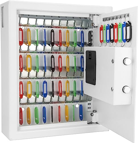 Barska Digital Keypad Wall Mount Safe Key Cabinet, 48 Position, White