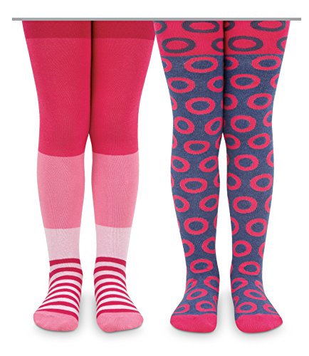Jefferies Socks Girls Fashion Pattern Stripe and Dot Cotton Tights 2 Pack