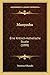 Manyoshu: Eine Kritisch-Asthetische Studie (1898) (German Edition)
