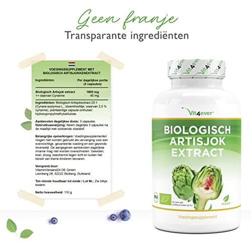 Biologisch Artisjok Extract - 240 Capsules - 1800 mg per dagelijkse dosis (2.5% Cynarine) - Echt 20:1 Artisjok Extract… - Image 6