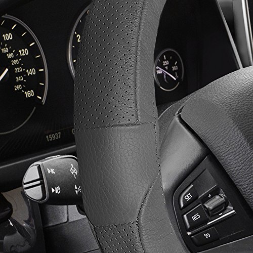 Fh Group Fh2002Solidgray Universal Fit Deluxe Full Grain Authentic Leather Solid Gray Steering Wheel Cover Fits Most Cars, Suvs, And Trucks #TOP1