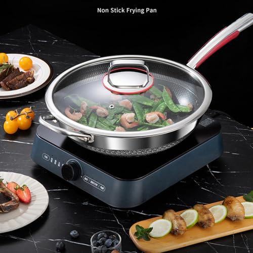 Wok con tapa, acero inoxidable antiadherente, 12.6 in miniatura 3