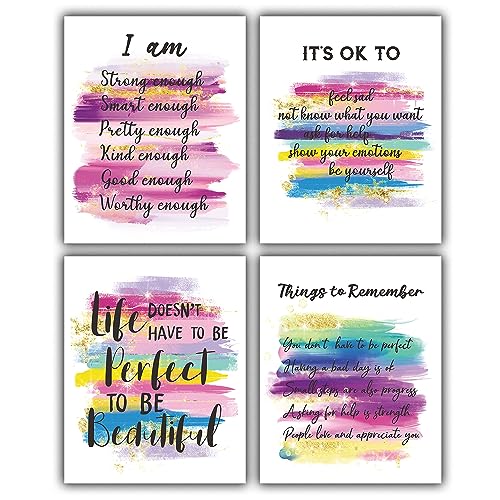 Positive affirmations wall decor, Pink Inspirational Wall Art Poster for Home Office, Bedroom, Bathroom, Motivational Quotes Print Gifts for Women, Girls, Teens, Daughter, Best Friend (8x10 Unframed)