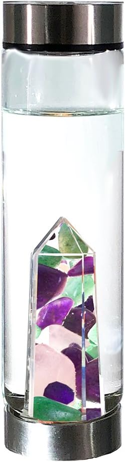 Bewater Glass Bottles - Re-usable Water Bottles with an Interchangeable gem Chamber (BeLove Glow)