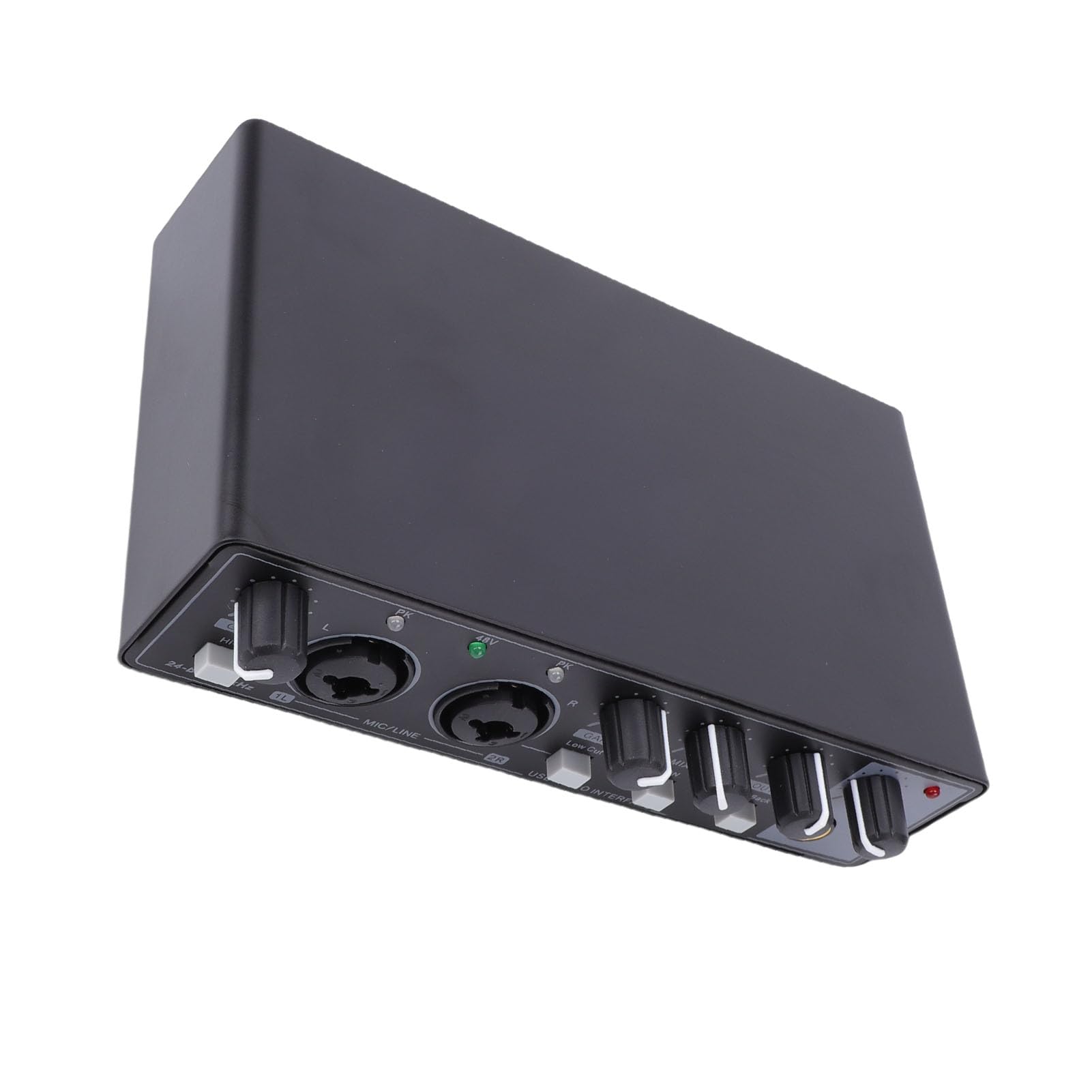 Interfejs Audio USB C do Komputera PC, 24 Bity 192 KHz, Zasilanie 48 V, Podwójne Wejście TS XLR, do Podcastów, Gitary, Nagrywania Muzyki, Transmisji na żywo (BLACK)