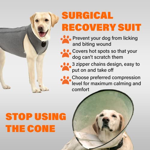 Image of NeoAlly Upgraded Dog Surgical Recovery Suit Cone Alternative Onesie Post Surgery Wear Protects Abdominal Wounds and Skin Anti Licking, Aids Hot Spots, and Provides Anti Anxiety Relief - L