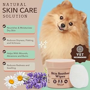 Natural Dog Company Skin Soother Wipes, 50 Count, Pet Wipes for Dogs, Hypoallergenic Formula, Dog Moisturizer for Dry Skin, Grooming Wipes for Dogs, Pet Itch Relief for Dogs