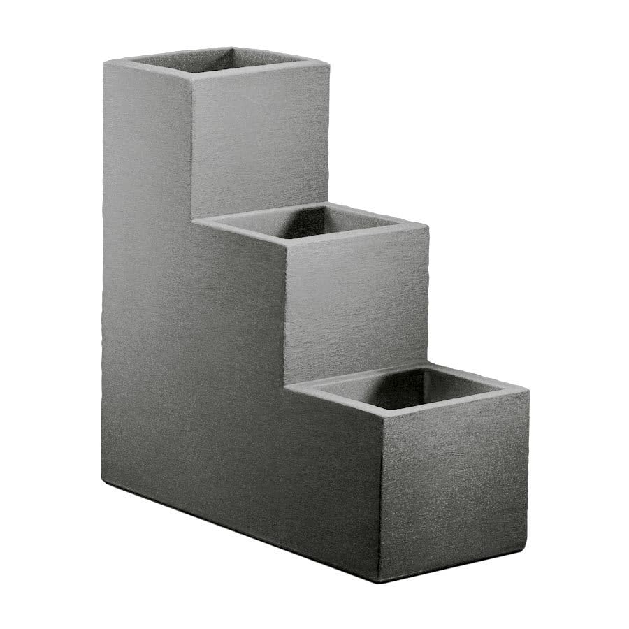 Kölle Pflanzkübel-Treppe Kubus grau, 60x27x60 cm, 60 Liter Erdvolumen