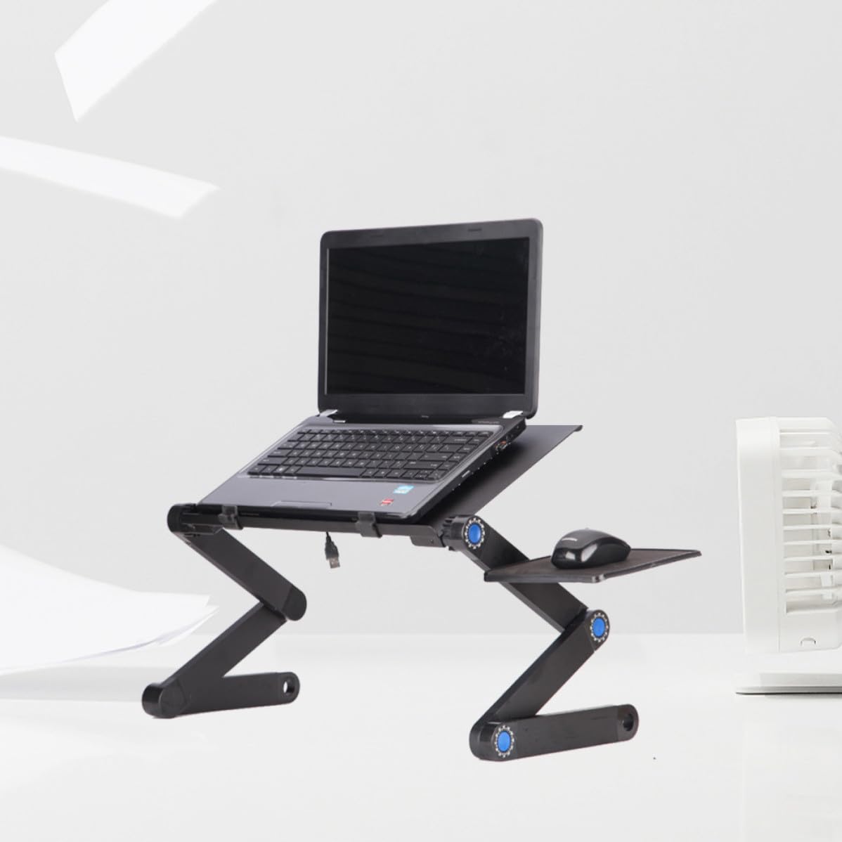 Supporto Notebook da Scrivania Pieghevole Regolabile in Metallo Nero