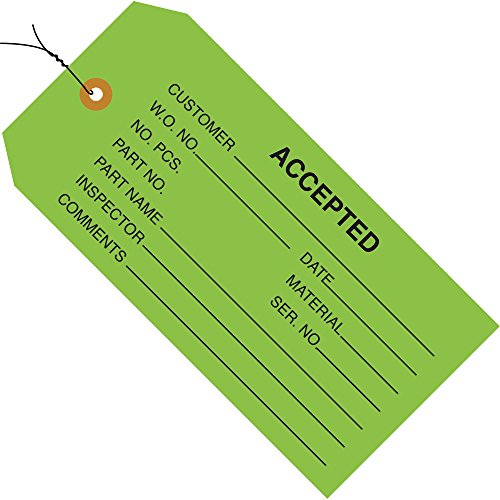 Étiquettes d'inspection vertes Accepté 11,4 x 7,3 cm filaire pour marquage industriel
