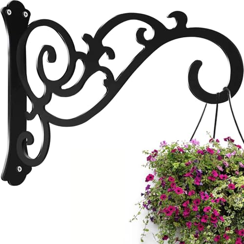Haken Blumenampel Schwarz mit Schrauben, Wandbehang Korbhalterungen, Blumenampel Halterung Garten Wandhaken für Pflanzen, Eisen Pflanzen Wandhaken,Vogelfütterer,Windspiele,Laternen,Duftlampe,14X16CM Haken Blumenampel Schwarz mit Schrauben, Wandbehang Korbhalterungen, Blumenampel Halterung Garten Wandhaken für Pflanzen, Eisen Pflanzen Wandhaken,Vogelfütterer,Windspiele,Laternen,Duftlampe,14X16CM