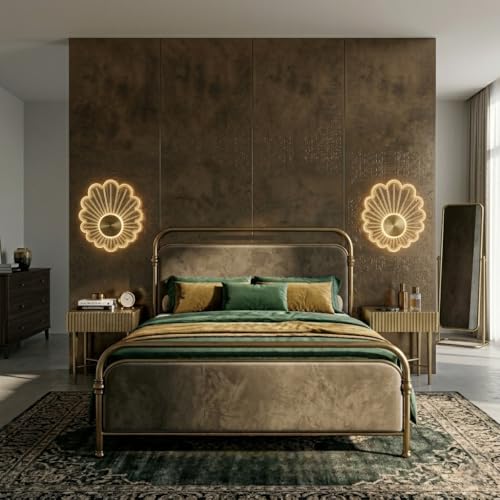 Image of Groeien 12W Modern LED Acrylic Artistic Sunray Floral Petal Design Sconce Gold Wall Light for Bedroom Living Room Corridor Lighting Fixtures Wall Mount (1, Golden Petal)