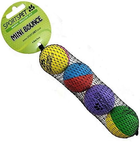 SPORTSPET Mini Bounce 45mm - Premium Rubber Balls for Kittens, Cats and Puppy Dogs 4 pack (Standard) (45mm)