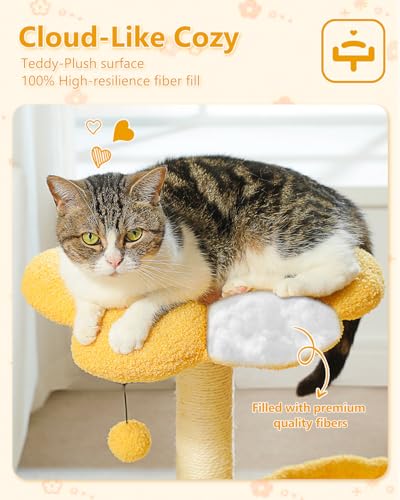 Árbol para Gatos MUTTROS 28" con Hamaca y Rascador Amarillo miniatura 4