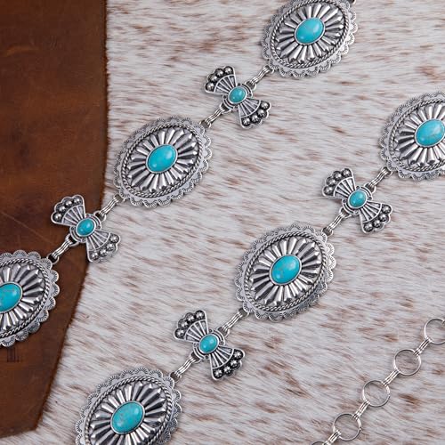 Rustic Couture's Western Chain Belt for Women Cowgirl Rustic Metal Waist Concho Belts4