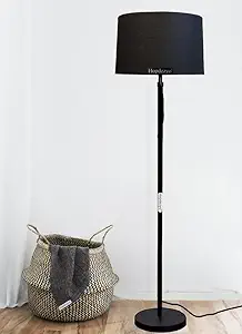 Hopdezyo Designer Corner Metal Floor Lamp with Black Drum Lamp Shade for Home, Living Rooms, Bedroom, Office & Gifting Purpose - Pack of 1