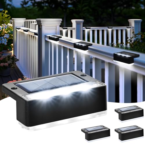 Solpex Lampade solari per esterni, 4 pezzi, luce bianca per scale, luci solari impermeabili, illuminazione a LED per scale esterne, decorazione (nero)