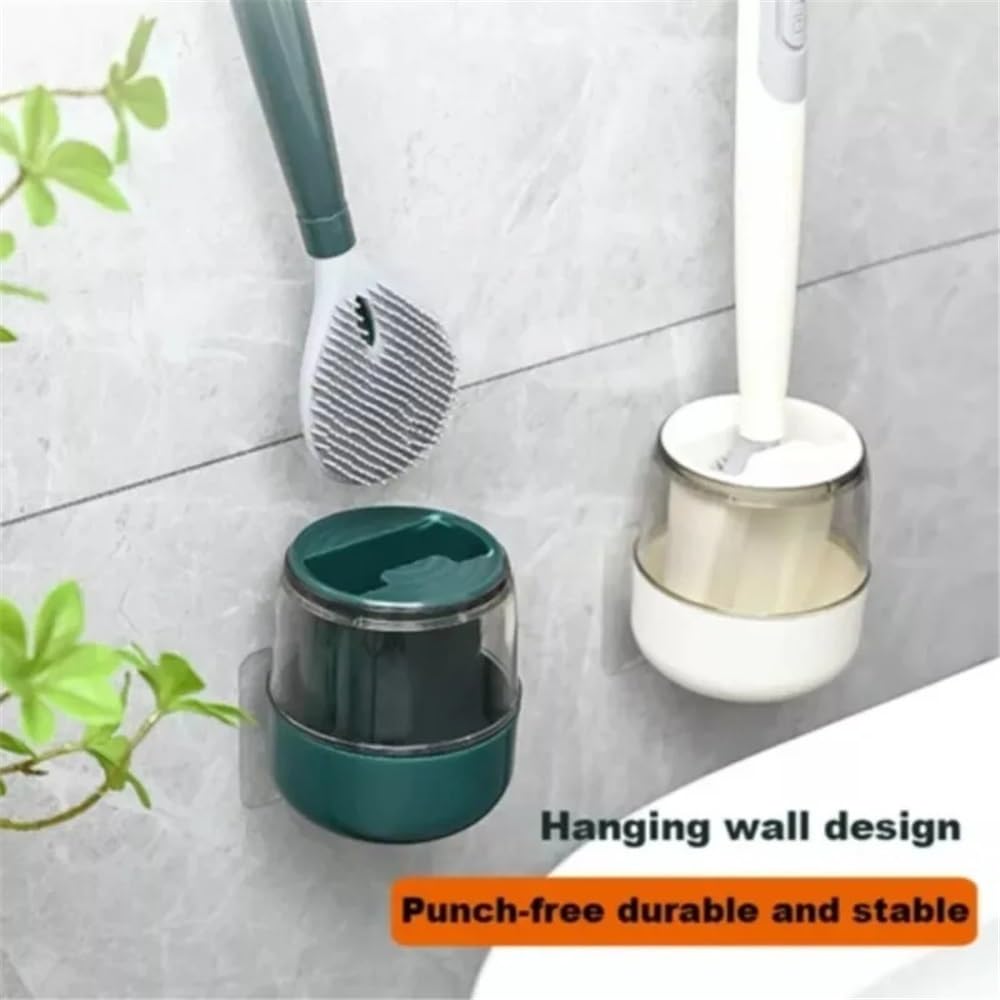 Juego de Portaescobillas Cepillos de baño de Mango Largo for Montaje en Pared, de Caucho termoplástico, con Juego de Soporte, Accesorios de baño escobillero