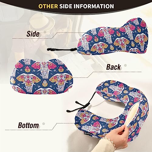 innewgogo-Mandala-and-Elephant-Travel-Pillow-Memory-Foam-Support-Head-Neck-Airplane-Pillow-Comfortable-Breathable-Portable-Travel-Accessories-for-Airplane-Train-Car-Bus