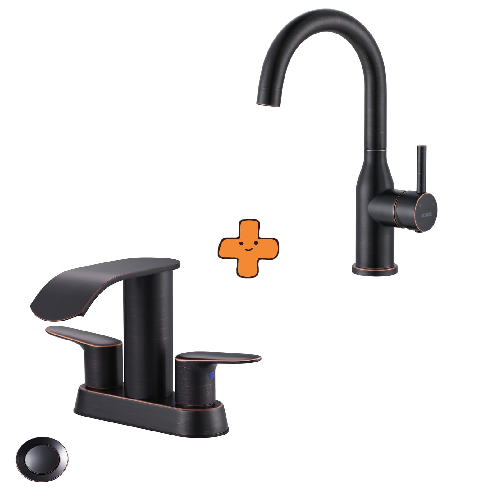 Jnfidosr Bronze Waterfall Bathroom Sink Faucet,Oil Rubbed Two Handles Bathroom Faucet And Bar Faucet Single Handle Bar Sink Faucet Oiled Rubbed Rv Kitchen Faucet