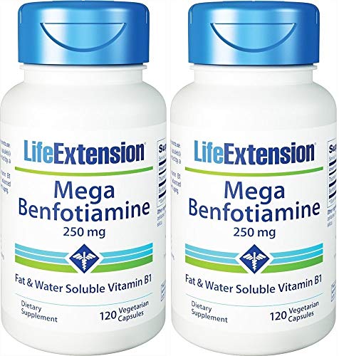 Life Extension Mega Benfotiamine Capsule, 250 Mg, 120 Vegetarian Capsules 2 Bottles